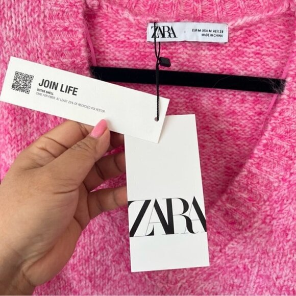 Zara, Women’s V-Neck Knit Sweater - Pink. Size: M - Picture 6 of 12